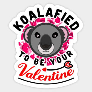 Koala Bear Koalafied To Be Your Valentine Black Red Text Sticker